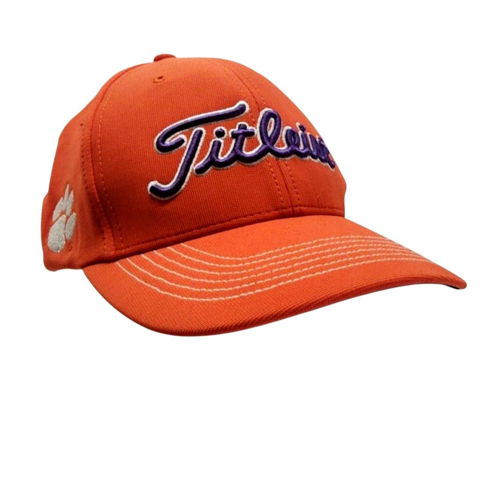 Clemson Tigers Hat Cap Fitted Mens Medium Orange NCAA Golf Titleist Paw Logo